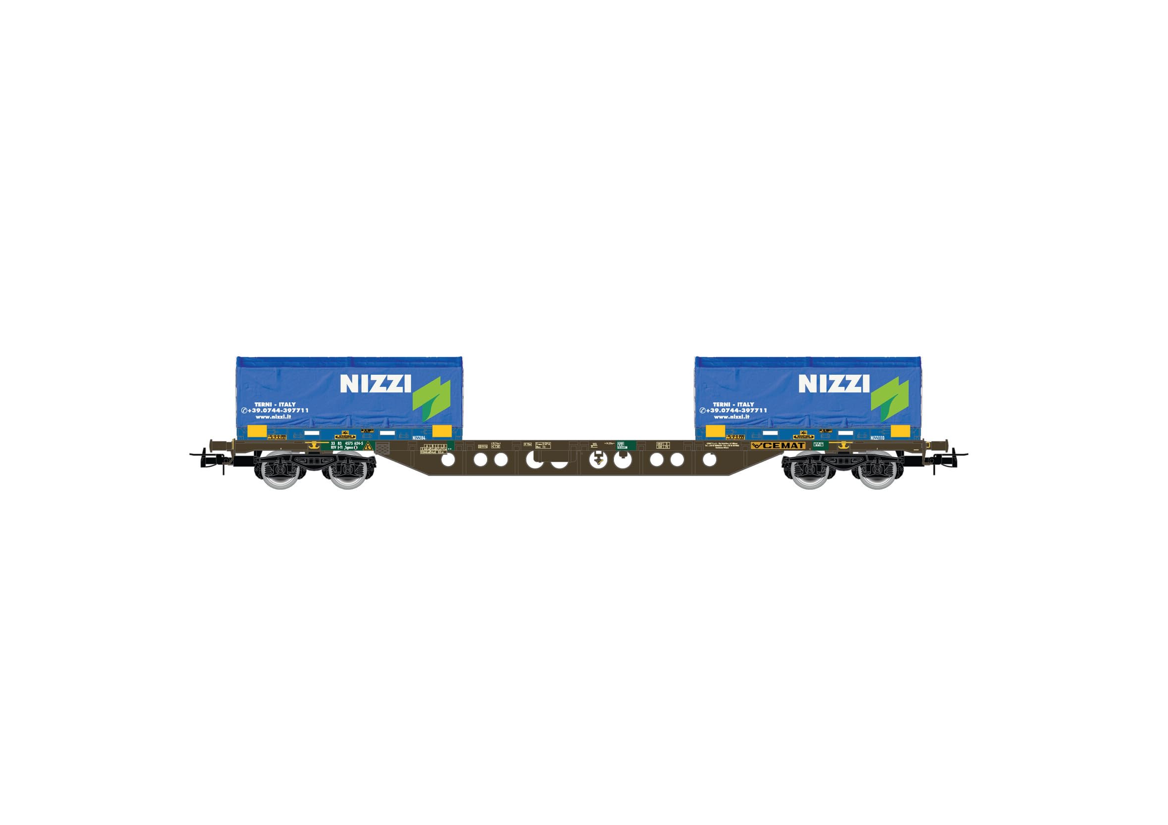 Rivarossi HR6615 FS, 4-axle container wagon Sgnss with 2 x 20' coil container NIZZI 1:87 Scale HO Gauge