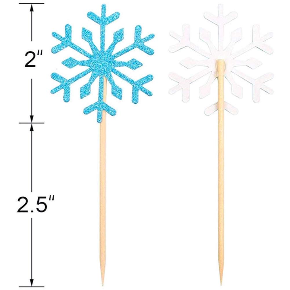 HansGo Snowflake Cupcake, 40PCS Christmas Cupcake Toppers Frozen Snowflake Cake Toppers Picks Glitter Winter Decorations
