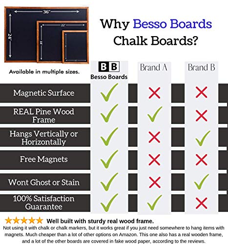 Chalkboard Sign [11 x 14] - Premium Rustic Chalk Board, Wood Framed Magnet Board, Regular or Liquid Chalk Markers, Kitchen Sign, Decorations for Weddings Birthdays & Receptions - Magnetic Black Board