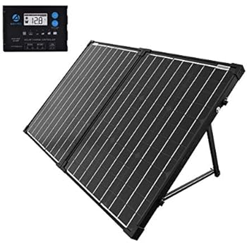 ACOPOWER Portable Solar Panel Kit 100W, Foldable 2X 50W Mono Suitcase, ProteusX Waterproof 20A LCD Charge Controller for Both Generator and 12V Battery for RV & Marine (New Launched)
