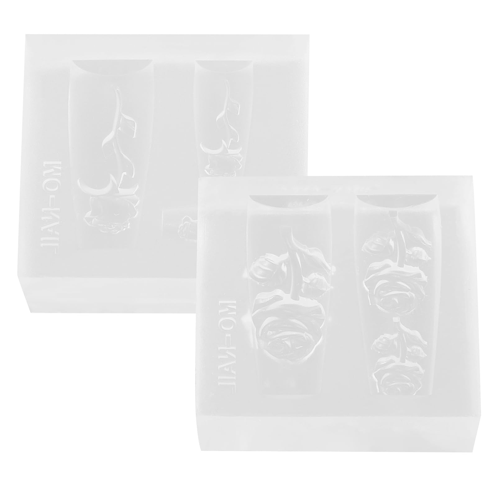 TEHAUX 2pcs 3D Silicone Nail Art Mold, Flowers Nail Decorative Mould Carving Mold Nail Art Making Tools for Nail Craft Jewelry Decoration White
