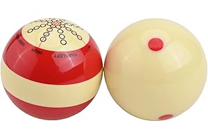 2-Pack Resin Billiards Training Cue Balls with 6-Point and Double-Sided Design for American Pool Practice,Red and White,57.2m