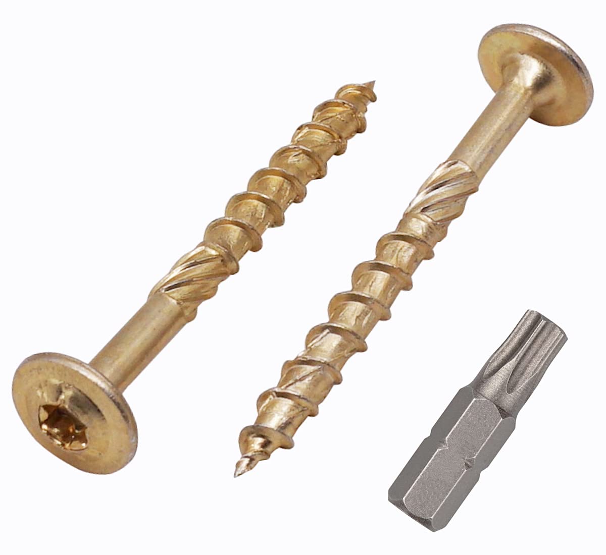 (Pack of 40 pcs) Galvanized Steel 6.0 x 60 mm Yellow Wood Screws, Torx Head, Wafer Head, Timber Screws, Partially Threaded (40, 6.0 x 60 mm)