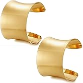 BROCC 2Pcs Gold Chunky Cuff Bracelets Set for Women Open Wide Bangle Bracelets Irregular Minimalist Statement Bangle Bracelets Punk Jewelry