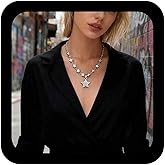 Erimberate Bohemian Star Choker Necklace Silver Stars Pendant Necklace Small Stars Necklace Minimalist Lucky Star Chain Necklace Jewelry for Women Gifts