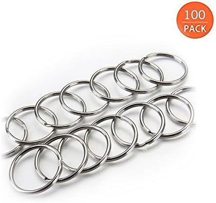 Key Rings - Nickel Plated Split Keychain Ring Clips for Car Home Keys Organization, Arts & Crafts, Lanyards (1''/25mm 100 Pack)