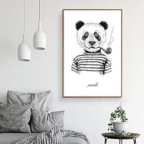 Floating Framed Canvas Wall Art for Living Room, Bedroom Hand-Painted Line Drawing Funny Animal Canvas Prints for Home Decoration Ready to Hang - 16x24 inches