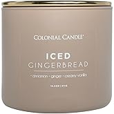 Colonial Candle Iced Gingerbread Scented Jar Candle, Pop of Color Collection, 3 Wick, 14.5 oz - Up to 60 Hours Burn