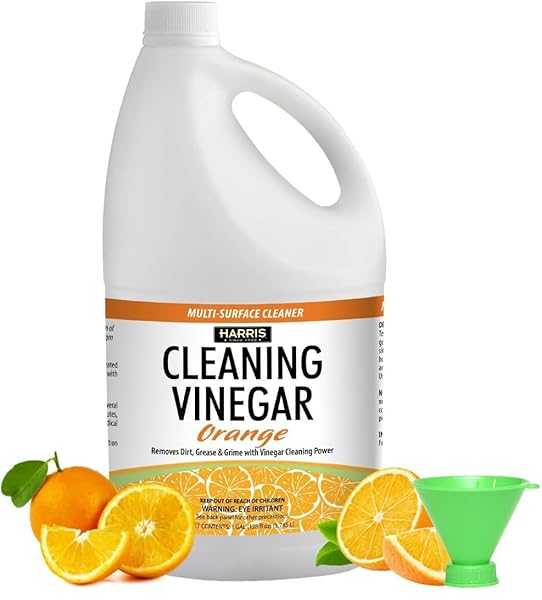 HARRIS CLEANING VINEGAR ALL PURPOSE HOUSEHOLD SURFACE CLEANER, 128OZ (ORANGE) WITH EASY POUR FUNNEL INCLUDED