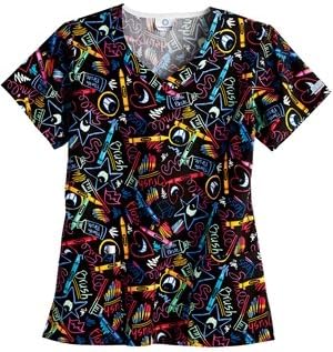 Fundamentals 14354 Women's Overlap V-Neck Top Big Smile X-Large
