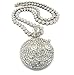 MENS HIP HOP ICED OUT GOLD PLATED CHIEF KEEF GLO GANG PENDANT CHAIN NECKLACE (Flower chain Silver)