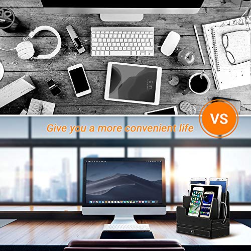 EasyAcc Charging Station Dock for RAVPower 60W 12A 6-Port Desktop Double-Deck Docking for Anker USB Charging Station Multiple Devices Charging Station Organizer for Cell Phones Tablet(No Power Supply) - Thumbnail 5