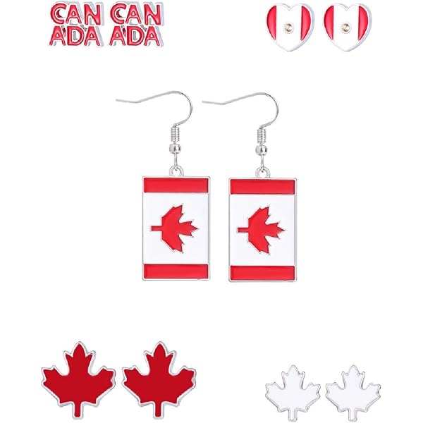 thumbnail image 2 of CENWA Canada Flag Heart Charm - Maple Leaf Earrings & Keychain Gift Set 2 of 11