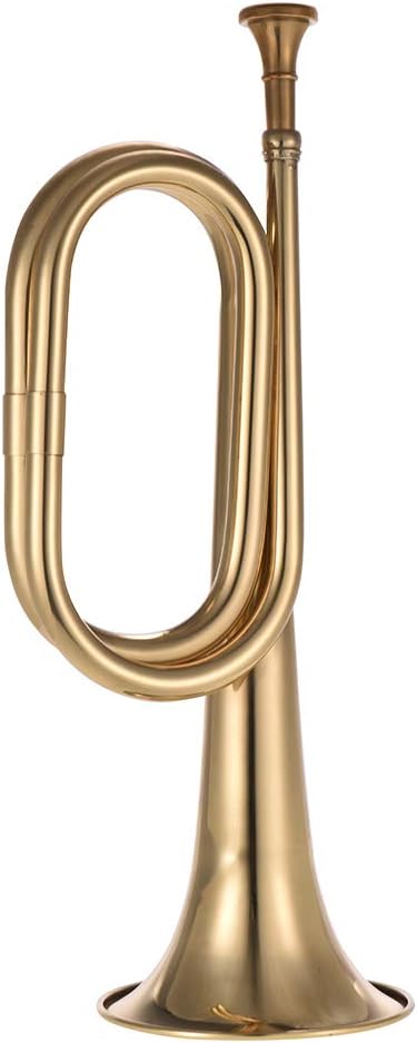 Muslady B Flat Bugle Call Trumpet Brass Cavalry Horn with Mouthpiece for School Band Cavalry Military Orchestra