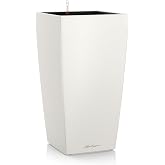 Lechuza 13130 Cubico Color 30 Self-Watering Planter for Indoor and Outdoor Use, 12" x 12" x 22", White Matte