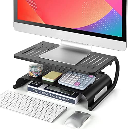 LORYERGO Monitor Stand Riser, 2-Tier Desk Organizer Stand with Metal Vented for Computer, Laptop & Printer, Desktop Stand for Office Accessories & Supplies LORYERGO Monitor Stand Riser, 2-Tier Desk Organizer Stand with Metal Vented for Computer, Laptop & Printer, Desktop Stand for Office Accessories & Supplies