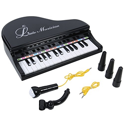 iFixer 31 Keys Piano Keyboard Toy for Toddlers Kids' Musical Talent Development, Electronic Musical Multifunctional Instruments with Microphone, Audio Link Mobile IPad PC, Black