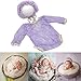 Zeroest Newborn Photography Props Lace Romper Baby Photography Outfits Girl Lace Bonnet Hats Outfit Newborn Girl Photoshoot (Purple)