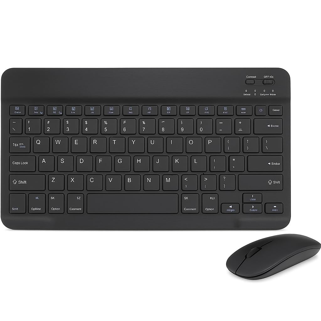 Combo Teclado e Mouse Bluetooth Ultrafino Sem Fio, Portátil e Recarregável E Teclado sem Fio - Compatível com Tablets Android
