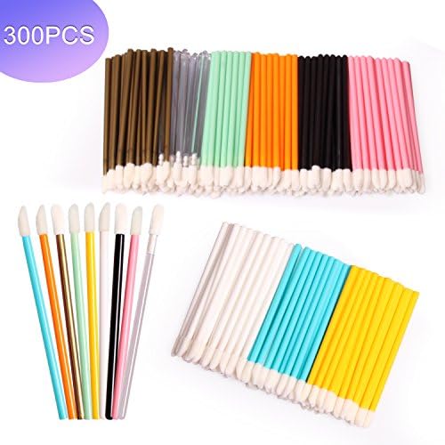 Pafeit 300pcs Disposable Lipstick Wands Lip Gloss Applicators Multicolored Makeup Brush Beauty Tool Kits
