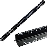 Black Architectural Scale Ruler Aluminum Triangular Ruler Metric 1:20 1:25 1:50 1:75 1:100 1:125 Standard 12 In/30cm for Arch