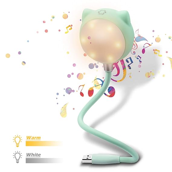 ELEGIANT USB LED Leselampe, dimmbar warmweiß Touch-Control Leseleuchte Bettlampe Nachtlicht mit BT Lautsprecher,Flexibel Schw