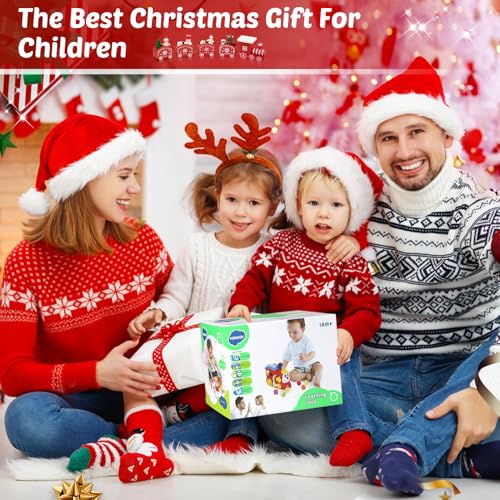 Baby Toys for 1 Year Old Boys Girls Train Crawling Baby Toys 6-12 12-18 Months Learning Educational Infant Toys with Light/Block/Music for Toddler Kids 1st Birthday Gifts Age 1 2 3 Years Christmas