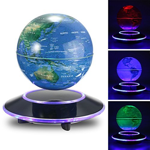Jeteven 6'' Magnetic Rotating Globe Anti-Gravity Floating Levitating Earth Multi-Color LED Display 360 Degree Rotating for Desktop Office Home Decor Kids Educational Home Decor