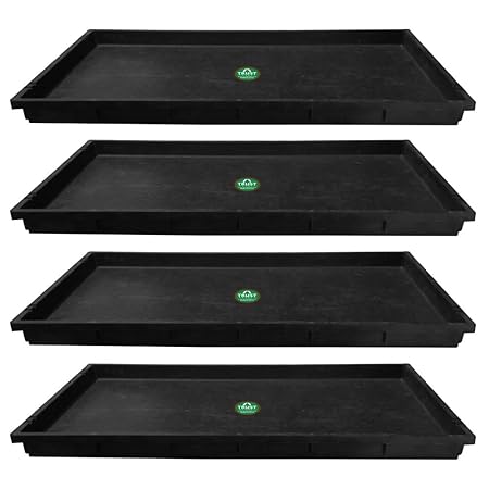 TrustBasket Wheat Grass Trays - Set of 4 Growing Microgreen Tray, Hydroponics, Seedling Starter for Greenhouse, Hydroponics, Vegetables, Flower Germination, Paddy Tray, Thick Reusable