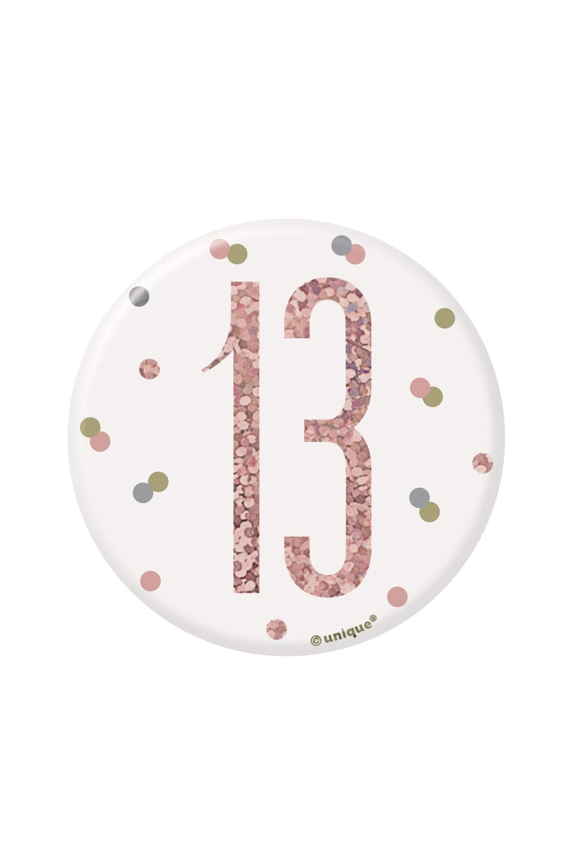 Unique 84864 Number Badge | Glittery Rosegold | 1 Pc, Rose Gold, Age 13