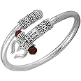Hiranaakshi International Silver Bahubali Kada for Men & Women - Lord Shiva OM Rudraksh Damroo Design Adjustable Bracelet (Free Size)
