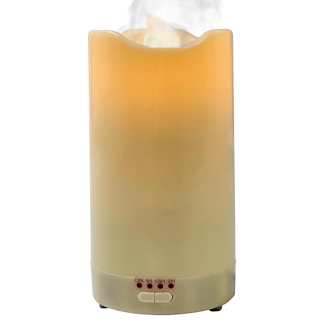 Cello Realistic Candle Ultrasonic Aromatherapy Diffuser | Oil Diffuser And Humidifier With Auto Shut-Off | LED Lamp Candle Electronic | To Pair With Essential Oils
