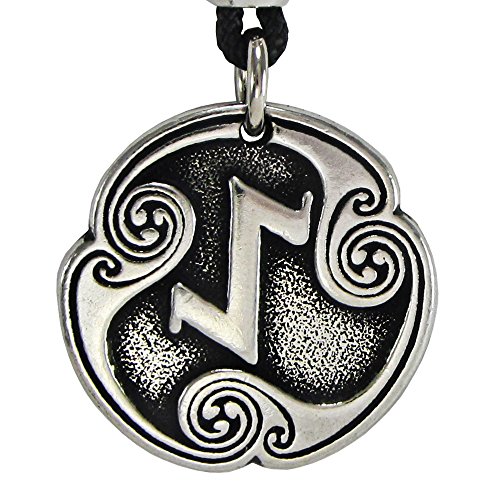 Pewter Norse Viking Eihwaz Eihaz Rune of Defense Pendant Necklace