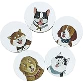 DYNAIZER Cute Coasters for Desk Dog Themed Absorbent Ceramic Cup Coasters for Tabletop Protection, Ideal for Various Size Cups Outdoor or Indoor