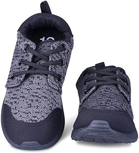 [SAJ102-WHT-12] Unisex Sneakers - White and Black Knitted Joggers Tennis Shoes, Size 12