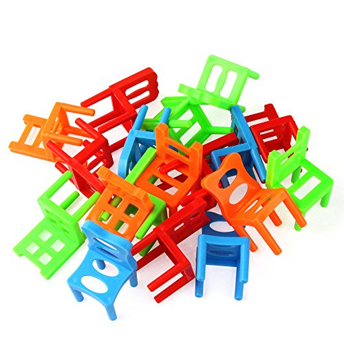 Jenilily Chairs Stacking Tower Balancing Game - Party Favor Stacking Toys - Pile-Up Suspend Family Board Games For Kids (18 Chair Toys Set)