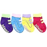 juDanzy baby girls 4-pack ankle socks with grips (2-4 Years, Girls Funky Velcro)