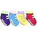 juDanzy baby girls 4-pack ankle socks with grips (12-24 Months, Girls Funky Velcro)