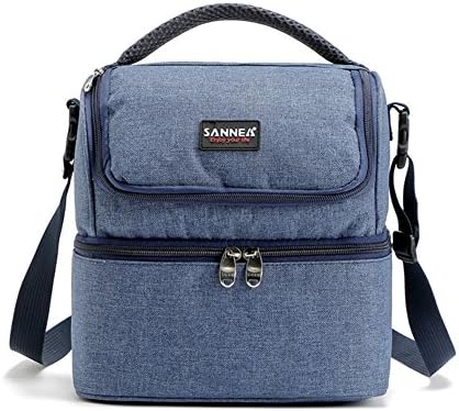 Insulated Lunch Bag, Goodid 7L Oxford Insulated Cooler Bag Lunch Box With Hand Strap Adjstable Shoulder Strap For Picnic, Camping, Work Lunch Kit(7L,Blue)