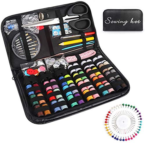 SAKEYR Travel Sewing Kit for Adult: 172 Premium Sewing Supplies Sewing Project Kit Sewing Thread and Needles Scissors Thimble Tape Measure Set for Kids Mini Sewing Repair kit for Beginner