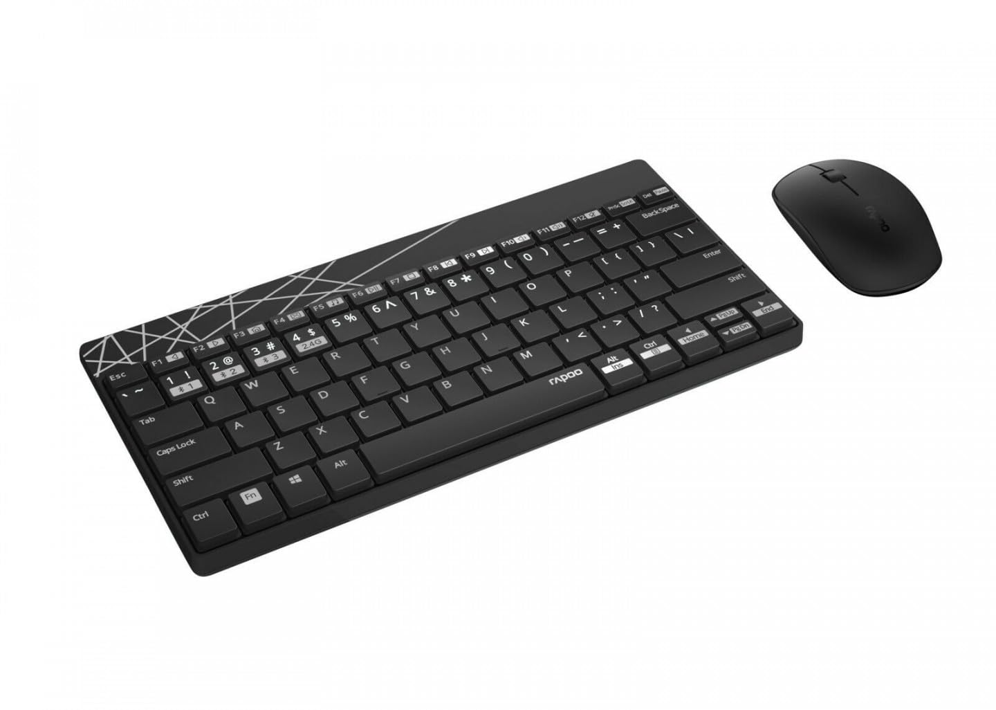 Rapoo 8000M - Keyboard with Mouse - Wireless Desk Set with Multi-Mode Connection - Black / Gray