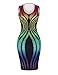 Ninimour Womens Sleeveless Stripe Print Slim Fit Package Hip Bodycon Dress