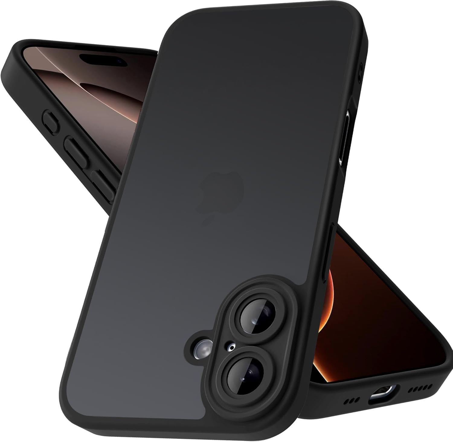 Mootobo Designed for iPhone 16 Plus Case 6.7 inch, Military-Grade Protection 360° Full Body Frosted Translucent Back Phone Cover, Anti-Fingerprint Slim Shockproof Phone Case for iPhone 16 Plus – Black