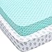 Crib Sheets, 2 Pack Mint Quatrefoil & Elephants Fitted Soft Jersey Cotton Cover