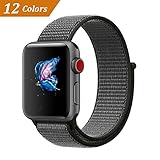 QIENGO Qifit New Nylon Sport Loop with Hook and Loop Fastener Adjustable Closure Wrist Strap Replacment Band for iwatch Apple Watch Series 1 /2 / 3,42mm,Dark Olive