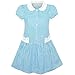Sunny Fashion Girls Dress Blue White Stripe Collar School Short Sleeve Size 5-12