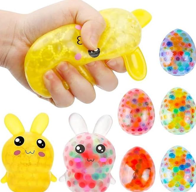 7 Pack Jumbo Easter Eggs Bunny Squishy Toys, Stress Balls Fidget Squishy Toys for Easter Egg Hunt Easter Basket Stuffers Party Favors Gifts,Squishy Sensory Stress Squeezing Balls for Adults