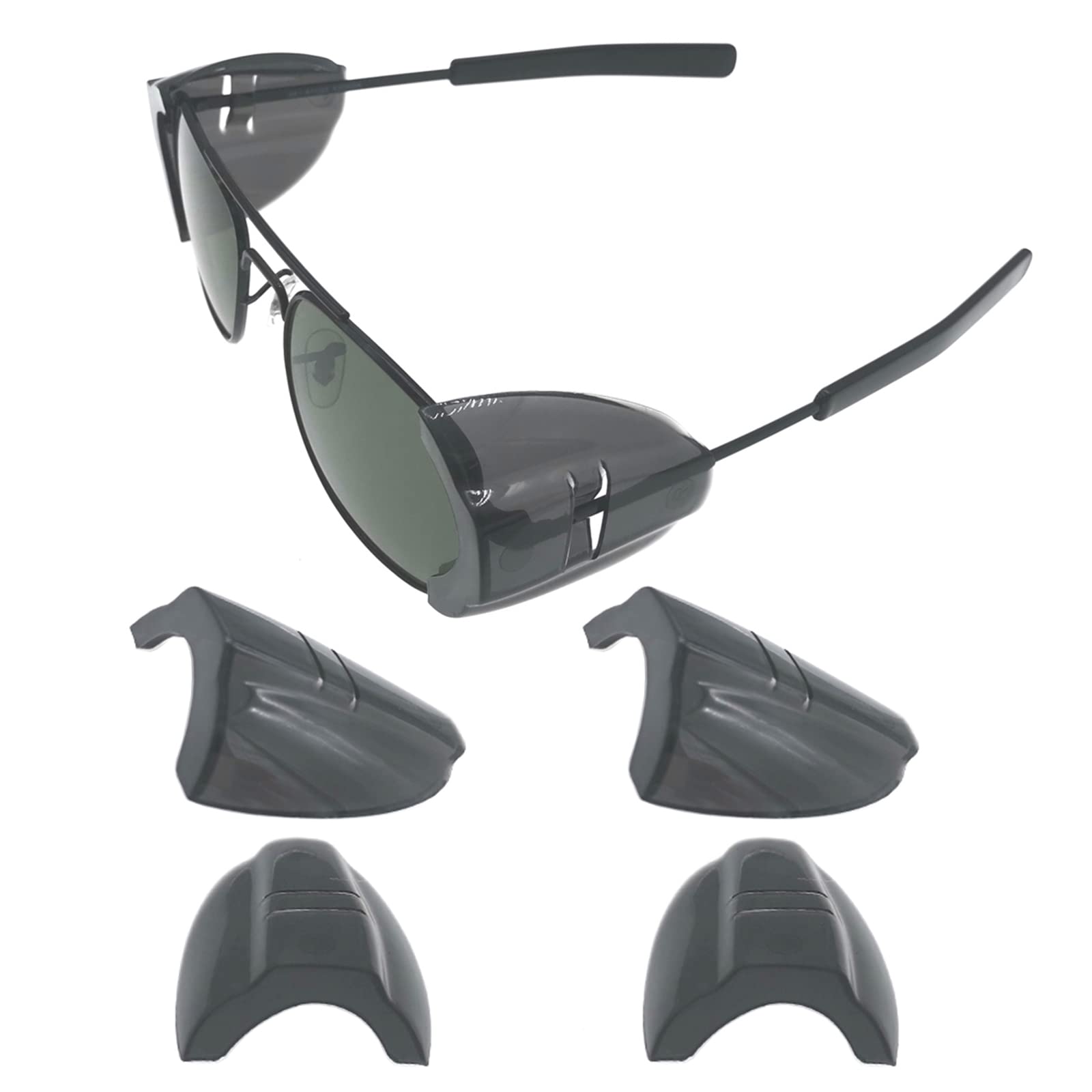 Photo 1 of 2 Pairs Glasses Side Shields, Slip on Side Shields, Fits Medium to Large Eyeglasses Frames (Transparent Black)