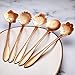 8 Pieces Flower Spoon Coffee Teaspoon Set Stainless Steel Tableware Creative Sugar Spoon Tea Spoon Stir Bar Spoon Stirring Spoon, 8 Different Patterns (Rose Gold)