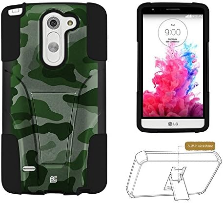 Fxclusive For LG G3 Stylus Case 3G D690 D690N Art Image Design Heavy Duty Rugged Impact Hybrid Hard Shell Case Kickstand Protective Cover - Green Camo Camoflauge